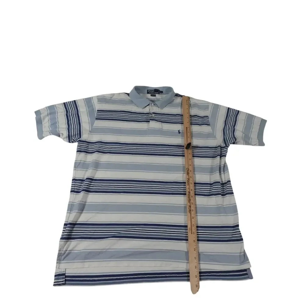 Ralph Lauren Y2K Vintage Fine Cotton Striped Streetwear Polo Shirt Men's XL